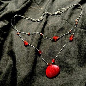 Red layered Silver Necklace
